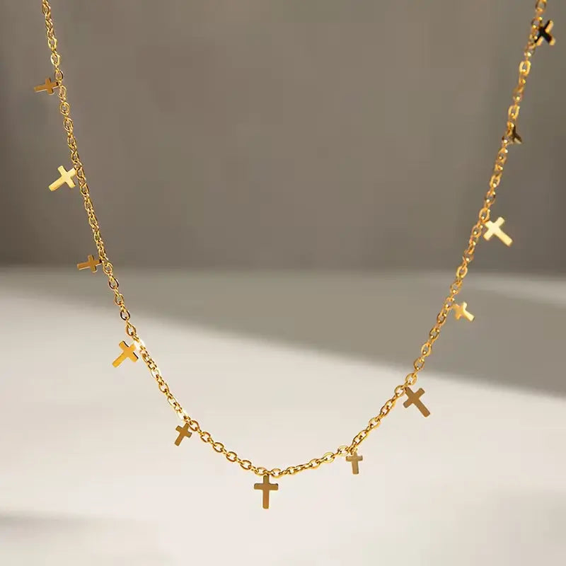 Nooxian Dainty Cross Tassel Necklace My Store