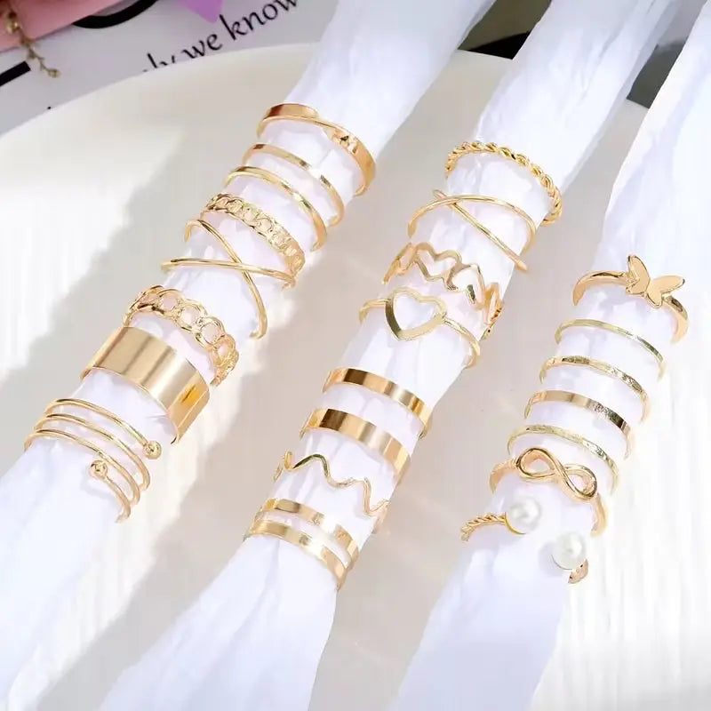 Celestia 22-Piece Boho Gold Ring Set — Stackable Celestial Rings My Store