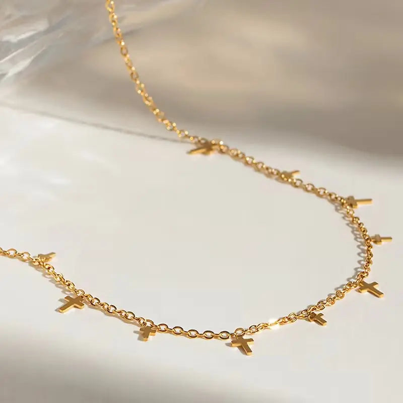 Nooxian Dainty Cross Tassel Necklace My Store