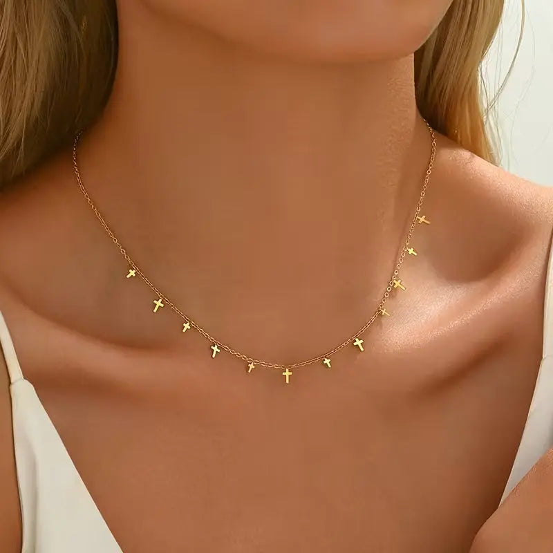 Nooxian Dainty Cross Tassel Necklace My Store